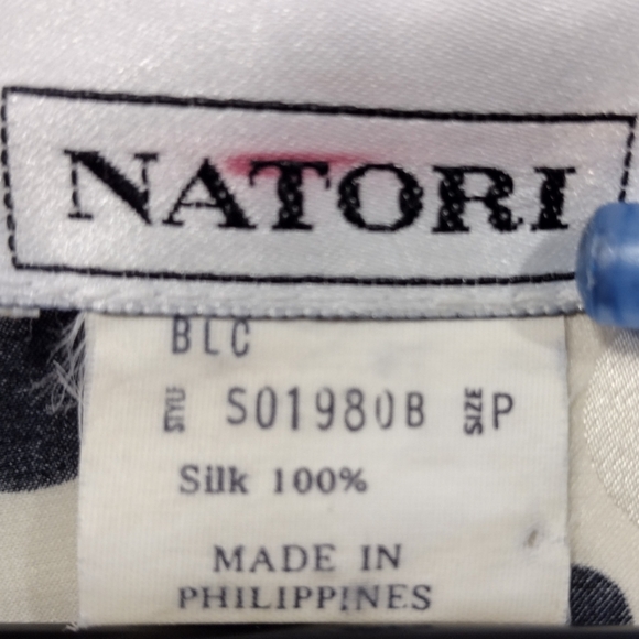 Vintage Natori Animal Print Silk Robe Women's P Ivory Black Retro 90s Y2K Slip - Picture 8 of 8